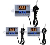 Leikurvo XH-W3001 Regolatore di temperatura digitale con sonda impermeabile AC110V-220V, interruttore di temperatura con display LCD, riscaldamento e raffreddamento, set di 3