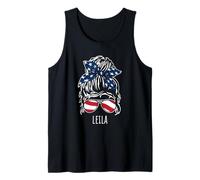 Leila - Chignon disordinato con occhiali da sole con nastro USA Canotta