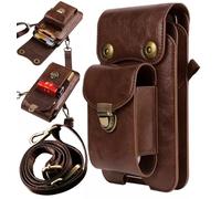 LEILEICAILI Borsa a tracolla in pelle for telefono e oggetti essenziali - Mini borsa multitasche for telefono cellulare con portasigarette, organizer da viaggio for denaro, tracolla regolabile(Brown)