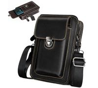 LEILEICAILI Borsa portaoggetti multitasche for cellulare, mini borsa portaoggetti portatile a tracolla, marsupio da 7 pollici, portasigarette e organizer for denaro, tracolla regolabile(Black)