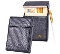 LEILEICAILI Confezione da 2 portasigarette in pelle - Portasigarette portatile da 20, organizer for carte di credito/soldi con design antiurto for uomini e donne(A)
