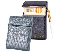 LEILEICAILI Confezione da 2 portasigarette in pelle - Portasigarette portatile da 20, organizer for carte di credito/soldi con design antiurto for uomini e donne(D)