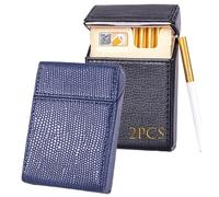 LEILEICAILI Confezione da 2 portasigarette in pelle - Portasigarette portatile da 20, organizer for carte di credito/soldi con design antiurto for uomini e donne(C)