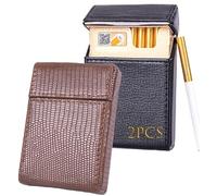 LEILEICAILI Confezione da 2 portasigarette in pelle - Portasigarette portatile da 20, organizer for carte di credito/soldi con design antiurto for uomini e donne(B)