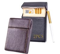 LEILEICAILI Confezione da 2 portasigarette in pelle - Portasigarette portatile da 20, organizer for carte di credito/soldi con design antiurto for uomini e donne(Black+brown)