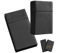 LEILEICAILI Portasigarette da 2 pezzi, scatola for sigarette in pelle PU, capacità di carico: 20 sigarette, consegna senza contatto.(Black)