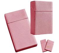 LEILEICAILI Portasigarette da 2 pezzi, scatola for sigarette in pelle PU, capacità di carico: 20 sigarette, consegna senza contatto.(Pink)