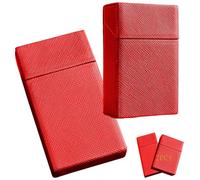LEILEICAILI Portasigarette da 2 pezzi, scatola for sigarette in pelle PU, capacità di carico: 20 sigarette, consegna senza contatto.(Red)