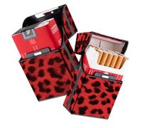 LEILEICAILI Portasigarette in pelle, confezione da 2 - Custodia protettiva rigida sottile da 85 mm con chiusura magnetica a ribalta (capacità 18-20 sigarette, antiurto)(Red)