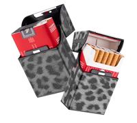 LEILEICAILI Portasigarette in pelle, confezione da 2 - Custodia protettiva rigida sottile da 85 mm con chiusura magnetica a ribalta (capacità 18-20 sigarette, antiurto)(Gray)