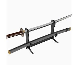 LEILIN Supporto per spada, supporto per spada, espositore per spada samurai a due strati in acrilico, supporto per katana desktop, foglio acrilico 6mm (nero)