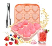 LEIMEND 1Pezzo Stampo Ghiaccio Silicone Riutilizzabile Ghiaccio Stampi Formine Ghiaccio Silicone Rosa a 9 Scomparti con 1Pc Clip in Acciaio Inox per Succhi di Frutta Cocktail e Caffè Refrigerati