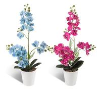 LEIMEND 2 Pezzi Orchidea Finta Realistica Rosa e Blu Orchidee Finte | Orchidee Finte Realistiche Fiori Artificiali per la Tavola l'arredamento l'ufficio le Decorazioni per Matrimoni