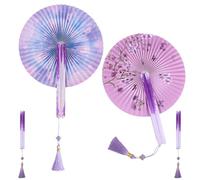 LEIMEND 2 Pezzi Ventaglio Cinese Ventagli di Carta Pieghevoli con Attrazione Magnetica Ventaglio Pieghevole Oggetti di Scena per la Danza Decorazione Murale Regalo di Compleanno e Anniversario