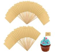 LEIMEND 300Pcs Vuoto Stuzzicadenti Bandiere di Kraft Carta DIY Decorazioni