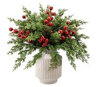 LEIMEND 45 Pezzi Rami di Pino Finti Decorativi Rami di Pino Artificiali di Natale Con Bacche Artificiali Per Corone Dell'Avvento Alberi di Natale Decorazioni Festive per la Casa