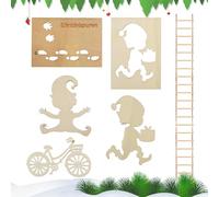 LEIMEND 6 Pezzi Stencil Impronte Elfo Gnomo Accessori Natale in Legno Modello di Impronta di Gnomo per Pavimenti e Decorazioni per Finestre Natale Decorazioni Casa