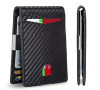 Leinoupt Portafoglio sottile da uomo con fermasoldi 12 slot per carte d'identità finestra RFID blocco titolare minimalista piccola pelle bifold tasca frontale da uomo scatola regalo regali da uomo,