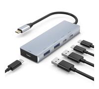 Leinsis Hub USB 3.2 da 10 Gbps, 4 porte USB 3.2 HUB con 2 USB-C 3.2 e 2 USB-A 3.2, PD 100 W ricarica rapida per MacBook Pro, MacBook Air, laptop Acer, laptop HP, iPad Pro altro (argento satinato)