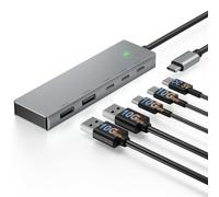 Leinsis Hub USB C 3.2 10 Gbps, 2 USB-C e 2 USB-A, ricarica DC 5 V per MacBook Pro, MacBook Air, laptop Acer, laptop HP, iPad Pro e altro (grigio)