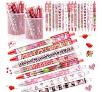 Leinuosen 72 penne a sfera per San Valentino, penne a inchiostro nero, a forma di cuore, per scuola, ufficio, San Valentino, feste di nozze