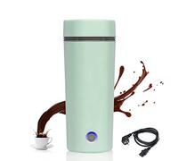 leiruo Bollitore elettrico da viaggio 3 in 1 Mini Bollitore e Mini Thermos 304 Bollitore in acciaio 350 ml Mini tazza riscaldante portatile Spegnimento automatico per tè, latte, caffè (verde)