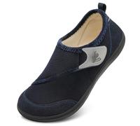 LeIsfIt Pantofole larghe da uomo, scarpe regolabili per diabetico, per l'artrite e per interni ed esterni, Blu marino, 42.5 EU Large