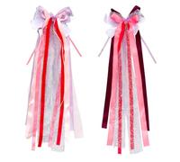 Leislam 2 fiocchi per sacchetti per la scuola, per sacchetti di zucchero, 1 rosa chiaro/viola + 1 fiocco con farfalle viola scuro/rosa, 20 x 60 cm, per l'inizio della scuola