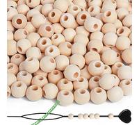 LeisuDay Confezione da 300 perline di legno naturale da 10 mm, con foro grande da 4 mm, perline in legno non trattato, per macramè, artigianato, bracciali, pittura fai da te, ecc.