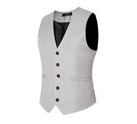 Leisure Panciotto Gilet Uomo Slim Fit Casual Elegante Smanicato Corpetto Grigio 3XL
