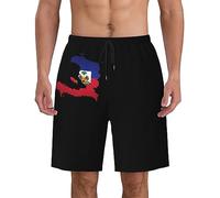 Leisure Pantaloncini Mare Haitian Flag Map Costumi da Bagnos Uomo Asciugatura Rapida Pantaloncini da Spiaggia per Vacanza Nuoto Piscina S
