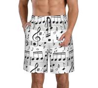 Leisure Pantaloncini Spiaggia Music Note Print Beach Shorts Uomo Stampato Pantaloncini Sportivi per Surf Piscina Nuoto L