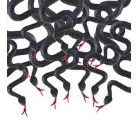 Leitee 50 serpenti in gomma da 45,7 cm, giocattolo serpente nero realistico finto serpente puntelli da giardino per tenere gli uccelli lontani scherzi decorazione di Halloween