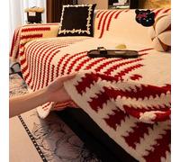 Leitmall Copridivano morbido e antiscivolo in peluche, spesso e confortevole, a righe, lavabile, grande, soffice, per 1-4 animali domestici, cuscino per divano, adatto a chi ha animali domestici (ros