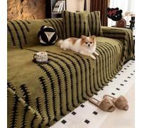 Leitmall Copridivano morbido e antiscivolo in peluche, spesso e confortevole, a righe, lavabile, grande, soffice, per 1-4 animali domestici, cuscino per divano, adatto a chi ha animali domestici (ver