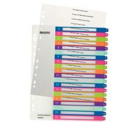 Leitz 1-20 Index, A4, PC Printable, Heavy Duty Plastic, Extra Wide, White/Multi-