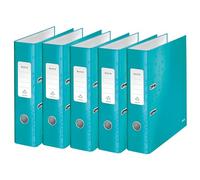 Leitz 10054051 - Raccoglitore di qualità, 180°, formato A4, larghezza dorso 8 cm, bordo grigio laminato, blu ghiaccio, serie WOW, design può variare, 10054051