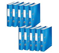 Leitz 10060036 - Raccoglitore di qualità, 180°, formato A4, stretto, larghezza dorso 5,2 cm, bordo grigio laminato, blu, serie WOW
