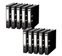 Leitz 10151095 - Raccoglitore ad anelli in plastica A4, 180 gradi, dorso 50 mm, confezione da 10, colore: Nero