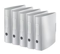 Leitz 11080004 Active Style, confezione da 5 pezzi, A4, bianco artico, dorso arrotondato con dorso di 8,2 cm di larghezza, chiusura con elastico, leggero polyfoam, 11080004