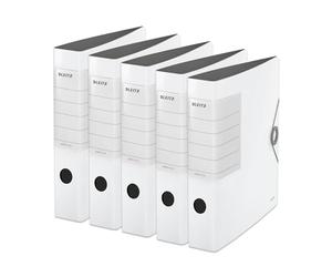 Leitz 11130001 - Raccoglitore di qualità a 180°, formato A4, sottile, bianco, larghezza dorso 6,2 cm, chiusura con elastico, robusto polyfoam, targhetta posteriore sostituibile, extra larga