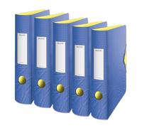 Leitz 11170032 - Raccoglitore ad anelli Active Urban Chic, formato A4, dorso curvo, larghezza 65 mm, chiusura elastica, polyfoam leggero, Urban Chic, colore: blu