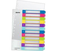 Leitz 12440000 A4 WOW 1-12 Index, PC-Printable, Extra Wide, Heavy Duty Plastic,