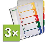Leitz Divisori Formato DIN A4 1291 – scrivibili su PC, colorati/trasparenti, 1-5, 3 registri