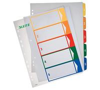 Leitz Divisori intercalari 12910000 Numeric Tab – PP A4 255 mm Blu/Verde/Arancione/Rosso/Giallo