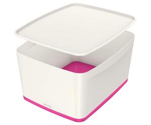Leitz 18 Litre Storage Box with Lid, waterproof ABS, Pink Metallic