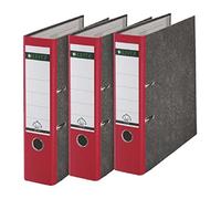 Leitz 310305025 - Raccoglitori di qualità 180A, con fessure, A4 larghi, 3 pezzi, colore: Rosso