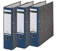 Leitz 310305035 - Raccoglitori di qualità 180A, con fessure, A4 larghi, 3 pezzi, colore: Blu