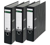 Leitz 310305095 180A - Raccoglitore formato A4 con fessure per anelli, confezione da 3 pezzi, colore: nero
