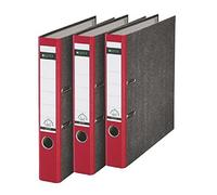 Leitz 310315025 - Raccoglitori di qualità 180A, con fessure, A4 stretti, 3 pezzi, colore: Rosso